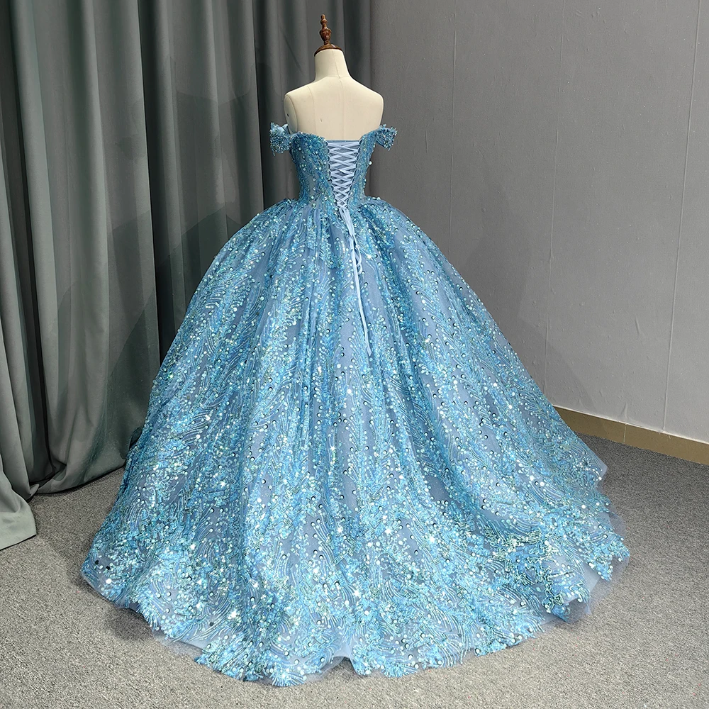 Jancember 6555 Blue Sweetheart Sequins Ball Gown Formal Quinceanera Evening  Dresses