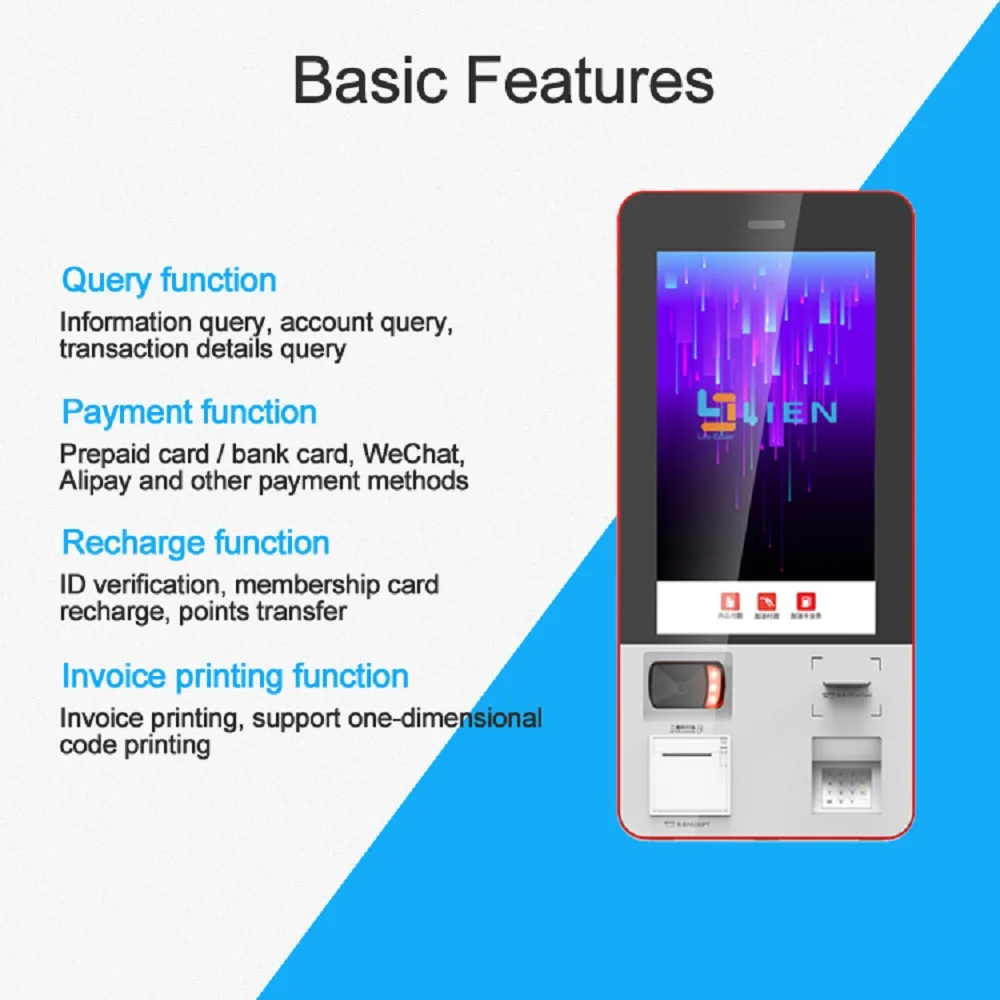 ATM Machine Bank Retail Touch Screen Pos Systems Machine Payment Terminal With Printer