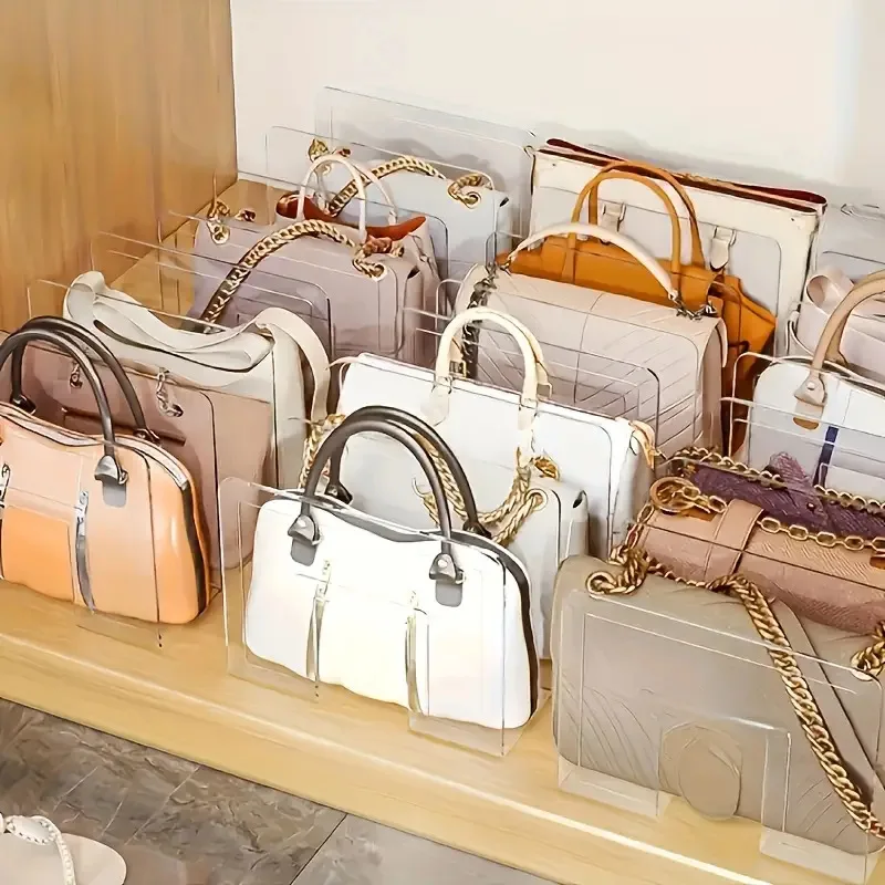 Wholesaler Plastic Bookshelf Handbag Storage Rack Closet Partition Storage Bag Classification for  Bedroom