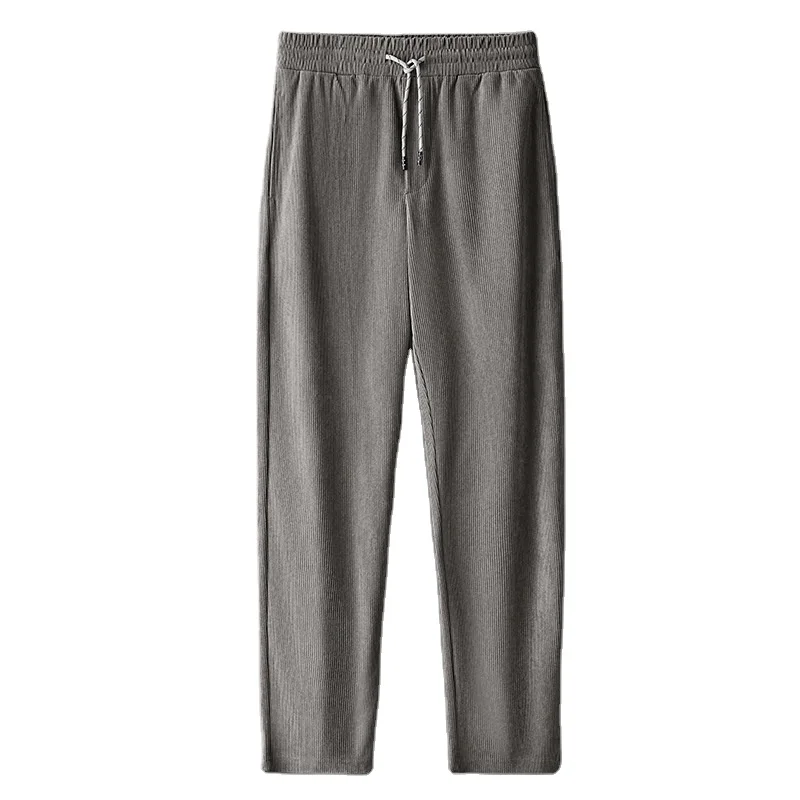 Spring Solid Color Thin Corduroy Casual Straight Sweeping Pants Cotton Slim Fit Corduroy Pants for Men