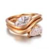 Bague en or massif 18 carats avec diamant de laboratoire.