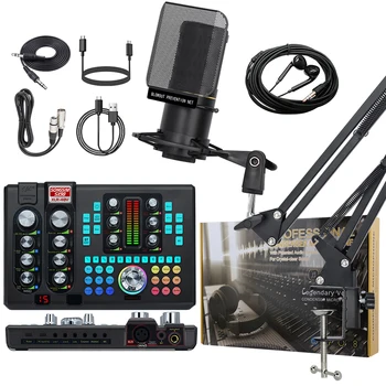 Professional SX98 48V USB Audio Sound Card Set for Live Streaming