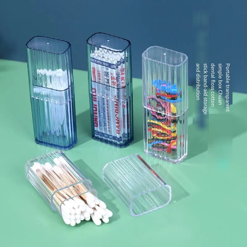 Mini storage box Transparent portable dental floss cotton swab box Business trip Organizer box Band-Aids small object