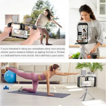 NEEWER Smartphone Video Rig, Phone Video Stabilizer Grip Vlogging Cage with Cold Shoe Tripod Mount, Phone Rig for Videomaker product image