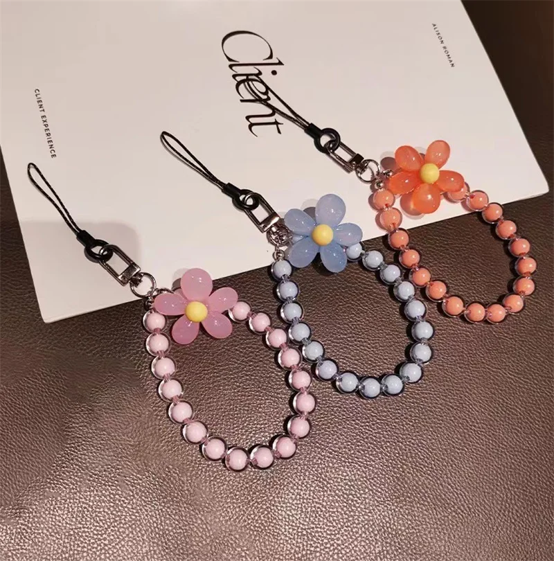Candy Color Bead Flower Phone Chain