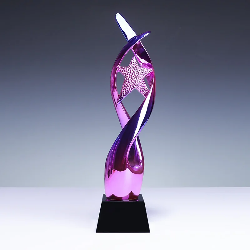 Factory New Design Custom Crown Trophy Resin Crystal Glass Award for Sports UV Printed details