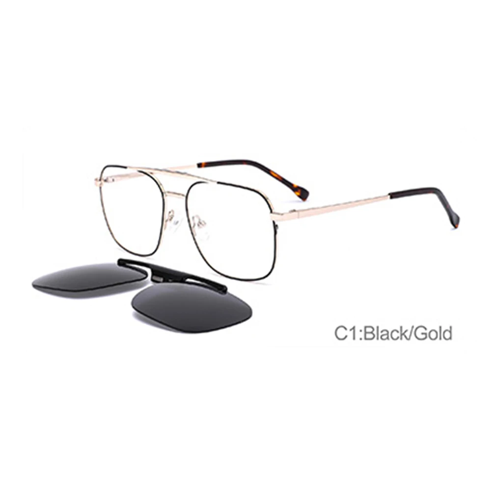 Unisex 2-in-1 round Style Optical Glasses Frames with Magnetic Clip-On  Sunglasses Polarized Lenses Stainless Steel Frame