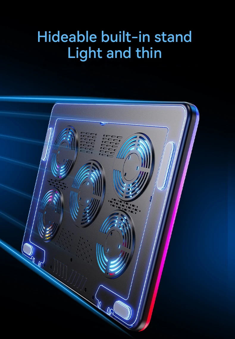 Охлаждающая подставка RGB для ноутбука с 5 вентиляторами эргономичный комфортный кулер легкая Подставка-кулер