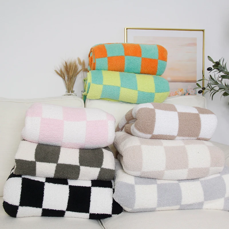 Large King Size Handmade Luxury Checker Board Soft Thick Microfiber ...