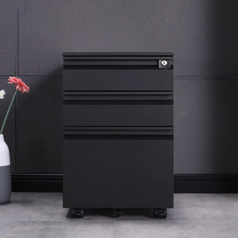 Movable Filing Cabinet with Wheels and Lock for Workspace Flexibility
