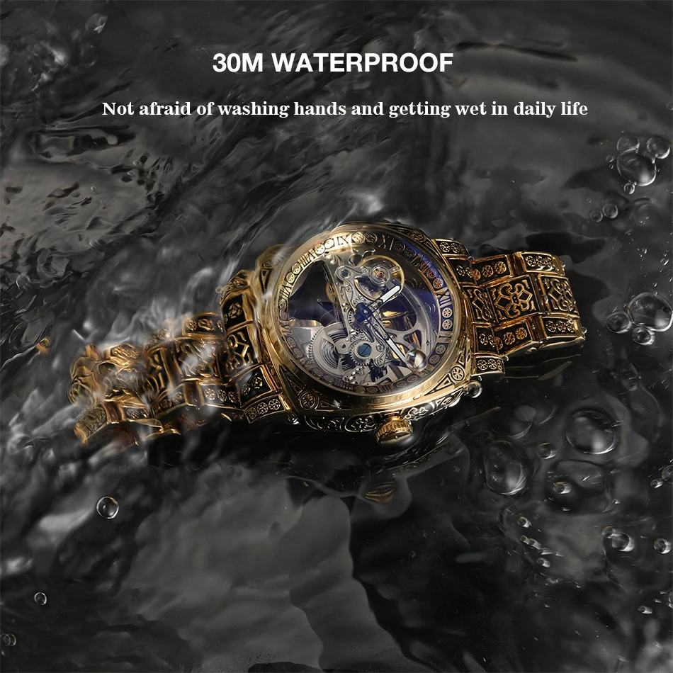 Forsining Men's Automatic Mechanical Watch Vintage Hollow Style_voghion.com