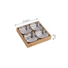 Silver   -- 4 pcs Square  set with wooden tray