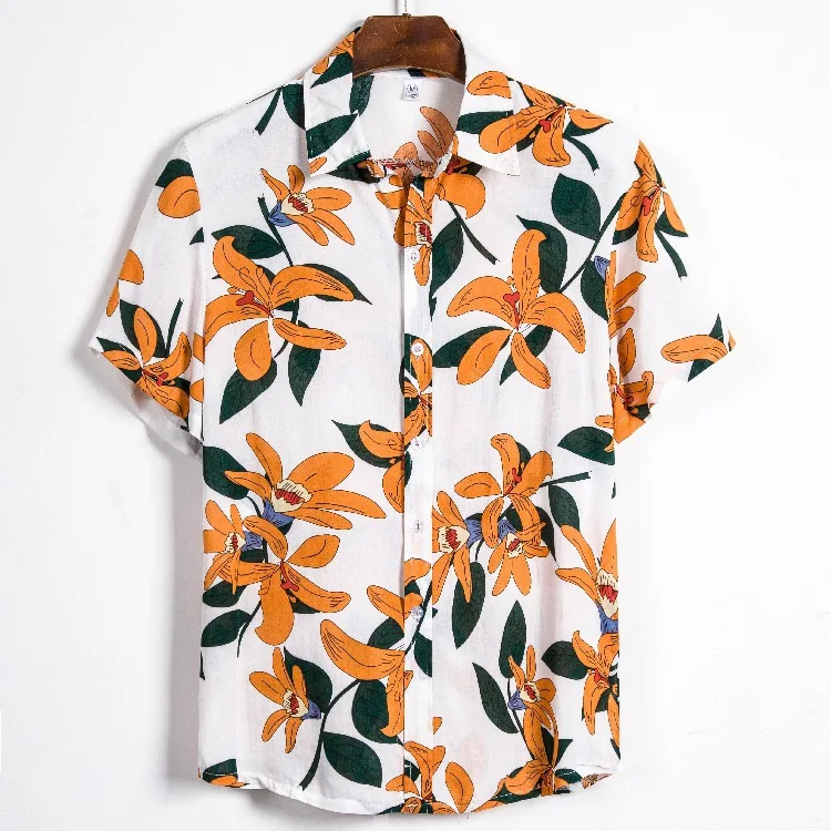 Fashion Button Down Shirts for Mens Standard-Fit Short Sleeve Hawaiian Henley Shirts Casual Summer Beach Tees 