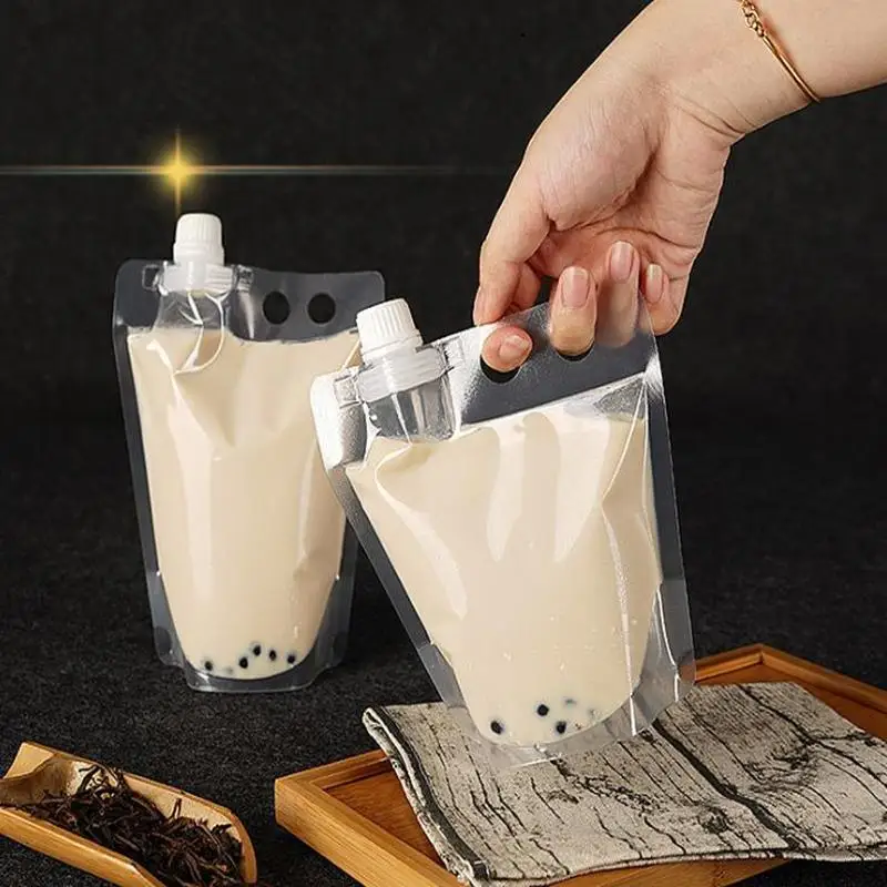 Stand up 180ml 250ml Bubble Tea Milk Coffee Plastic Drink Packaging Bag Spout Pouch