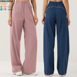 XW-SK9832 Wholesale High Quality Women Casual Sports Pockets Quick Dry Lightweight Solid Color Straight Leg Yoga Pants