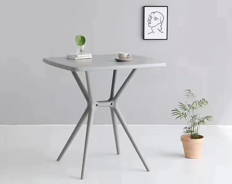 Модный квадратный пластиковый обеденный стол в скандинавском стиле для сада, ресторана, дома