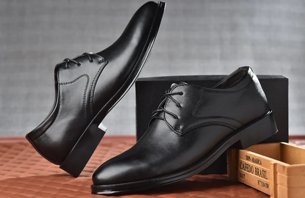 New Men's Leather Shoes Business Formal Wear Men's Laceup Allmatch