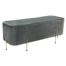 HStex Living Room Fabric Ottoman with Gold Stainless Steel Ottoman Pouf