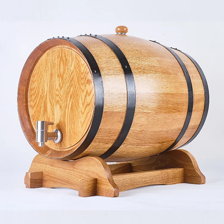 10L Oak Aging Barrel with Stand Bung and Tap Without Liner Wooden Whiskey Wine Barrel Wood for Brewer Distiller Wine Maker