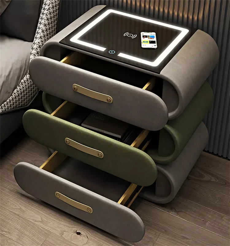 Smart Bedside Table Wireless Usb Charging Bedroom Bedside Storage
