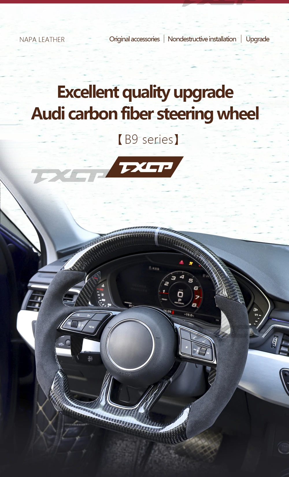 Fit for Audi A3 A4 B9 A5 RS3 RS4 RS5 S3 S4 S5  LED Complete Carbon Fiber Steering Wheel