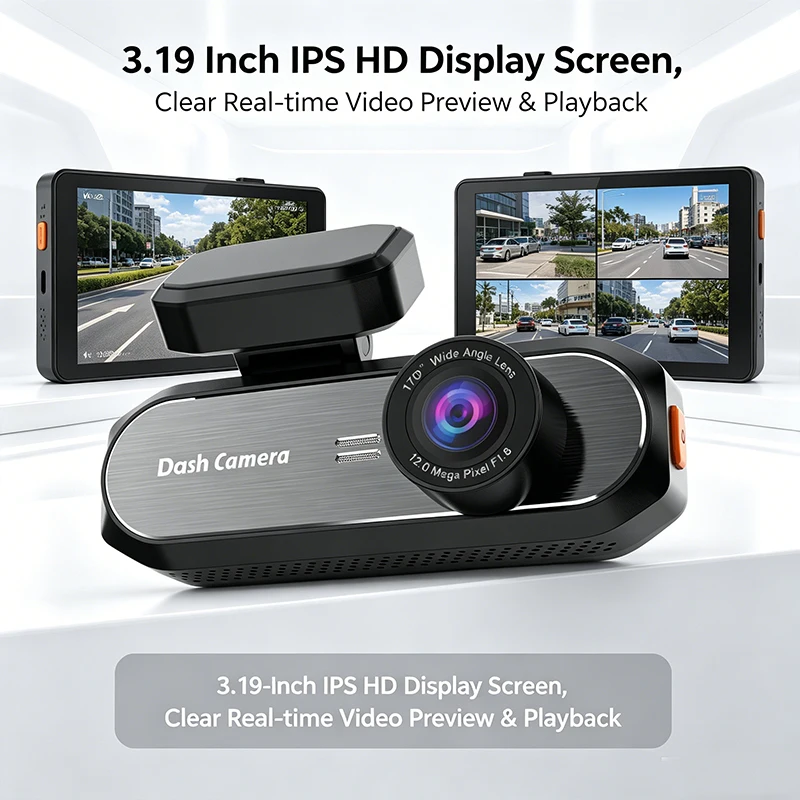 VIEVGUARB VS121 Dash Cam Parking Monitor Loop Recording Night Vision G-Sensor App Control WiFi Dual Lens 4G 2.4G Type-C 256G