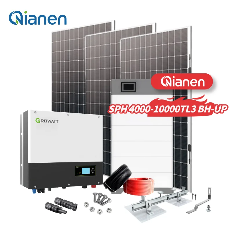 QIANEN Sistema de Almacenamiento de Energía Solar con Inversor Híbrido 10000W con 4KW-10KW Silicio Policristalino MPPT Iones de Litio para Uso Doméstico
