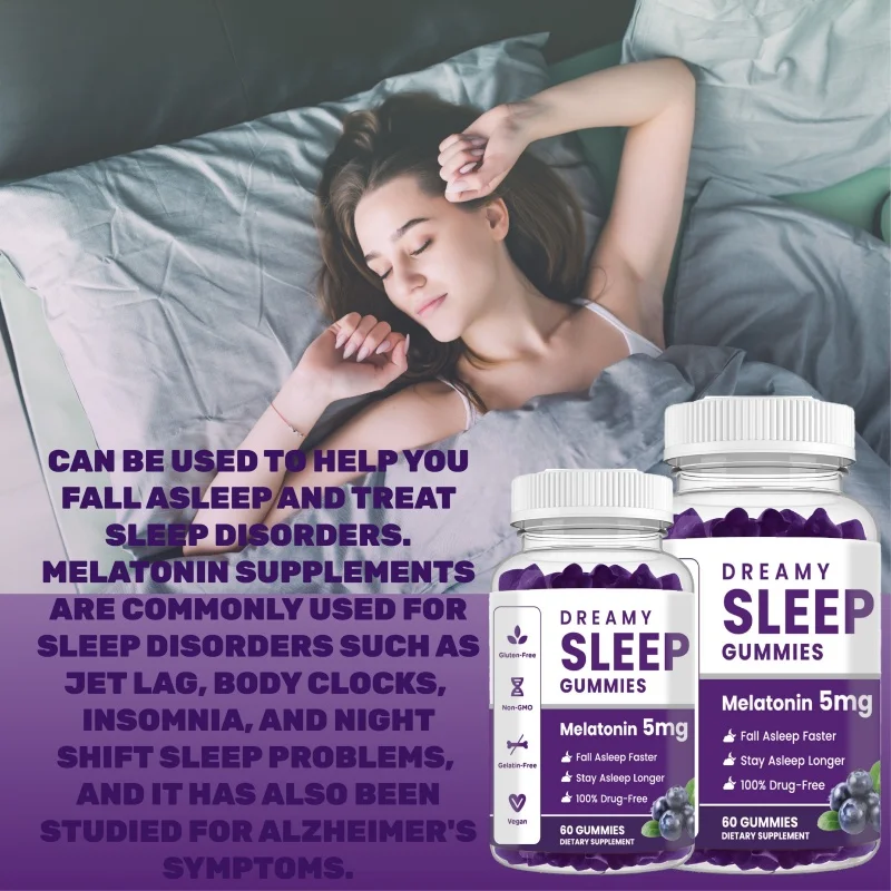 100% Natural Melatonin Gummies Private Label Vitamin D Fast Deep Sleep Melatonin Gummy Candy