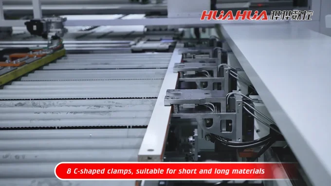HUAHUA 2023 Popular Save Time and Labour Furniture Wood Panel Customization Two Sets of CNC Six Sides Drilling Machine Line
