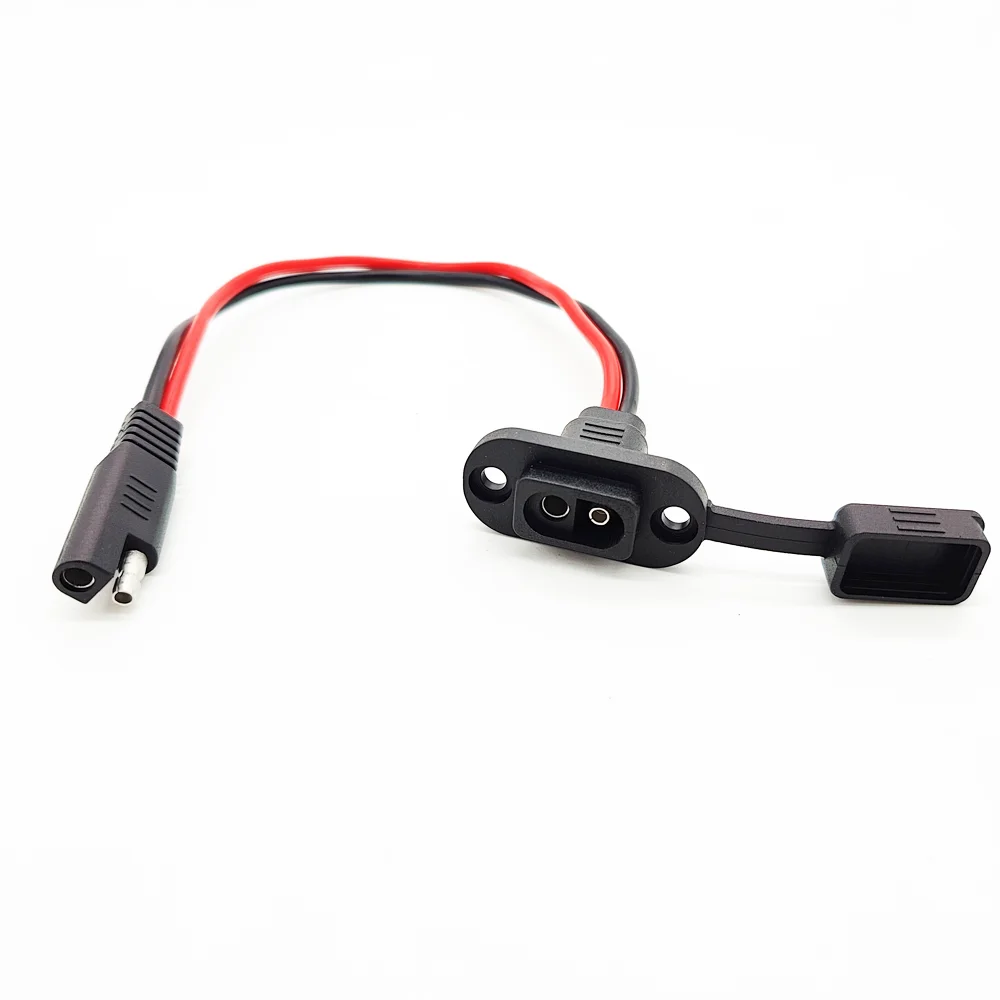 12AWG SAE Solar Panel Extension Parallel Battery Power Connector Charge Cable Plug With Panel Dust Cover for Automotive