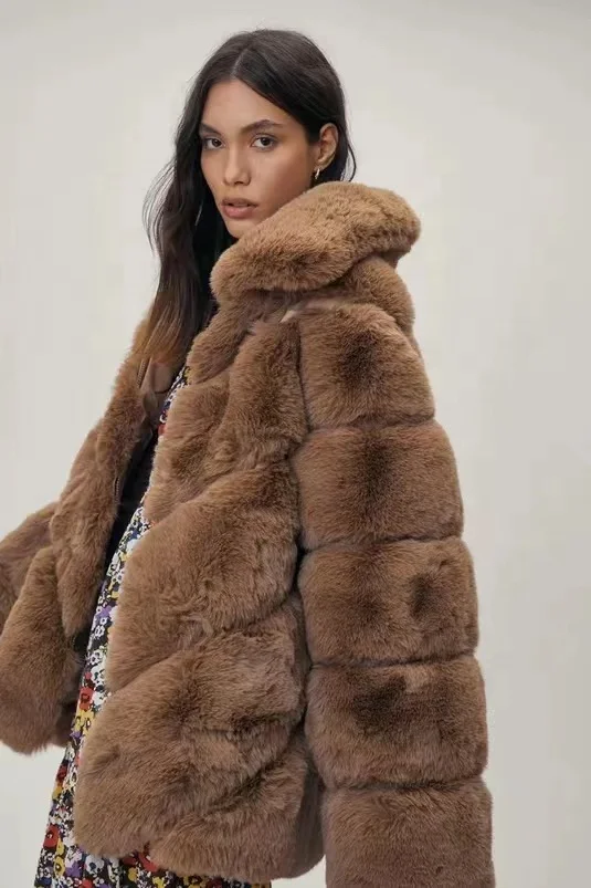 Fausse fourrure grande taille fourrure oreiller manteau hiver