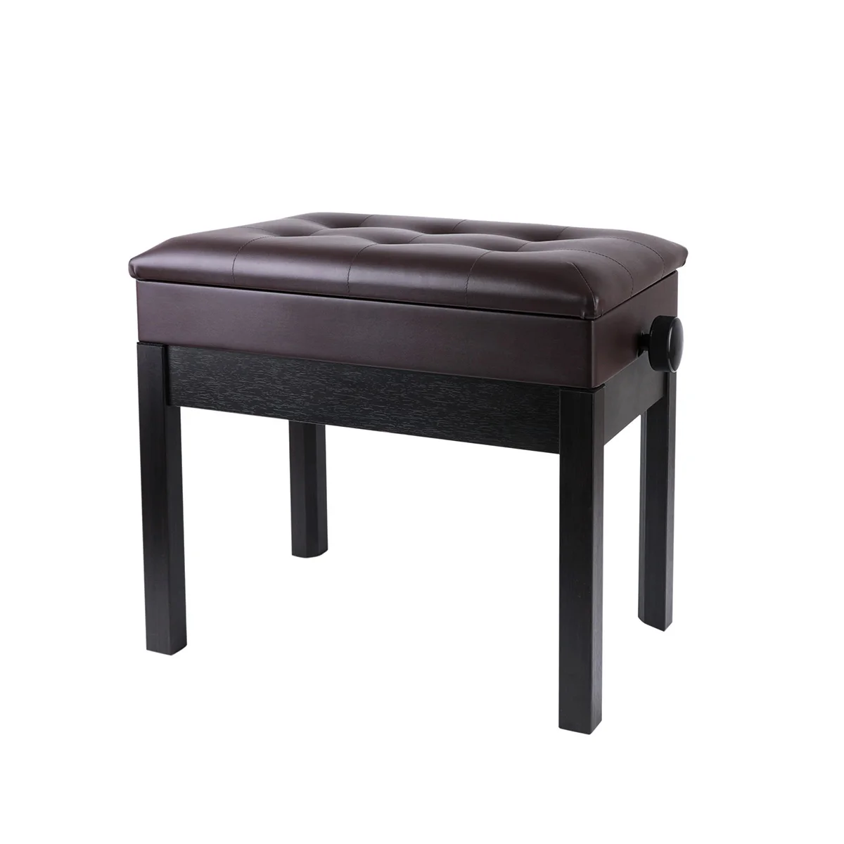 MU PU Leather Adjustable Piano Bench With Waterproof Cushion And Inner Solid Flip-Top Extra Music Storage Brown And Black 