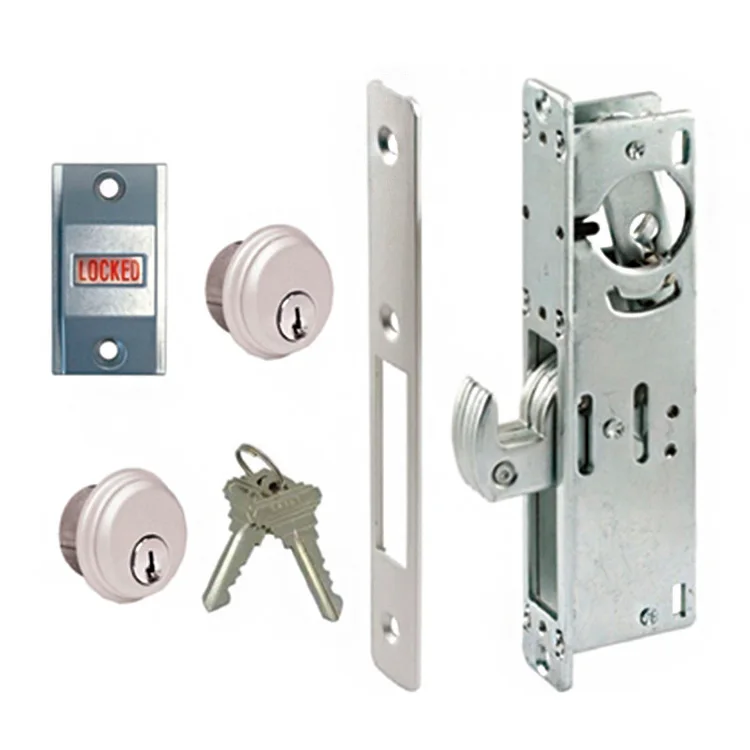 Spring Loaded Hook Latch Aluminum Door Hook Bolt Deadlock Kit With Mortise Key Cylinders Lock
