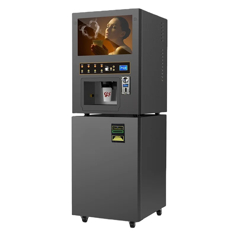 Automatic Instant Drink Tea Soup Mini Hot and Ice Coffee Vending Machine with Cash Credit Card Coin Acceptor