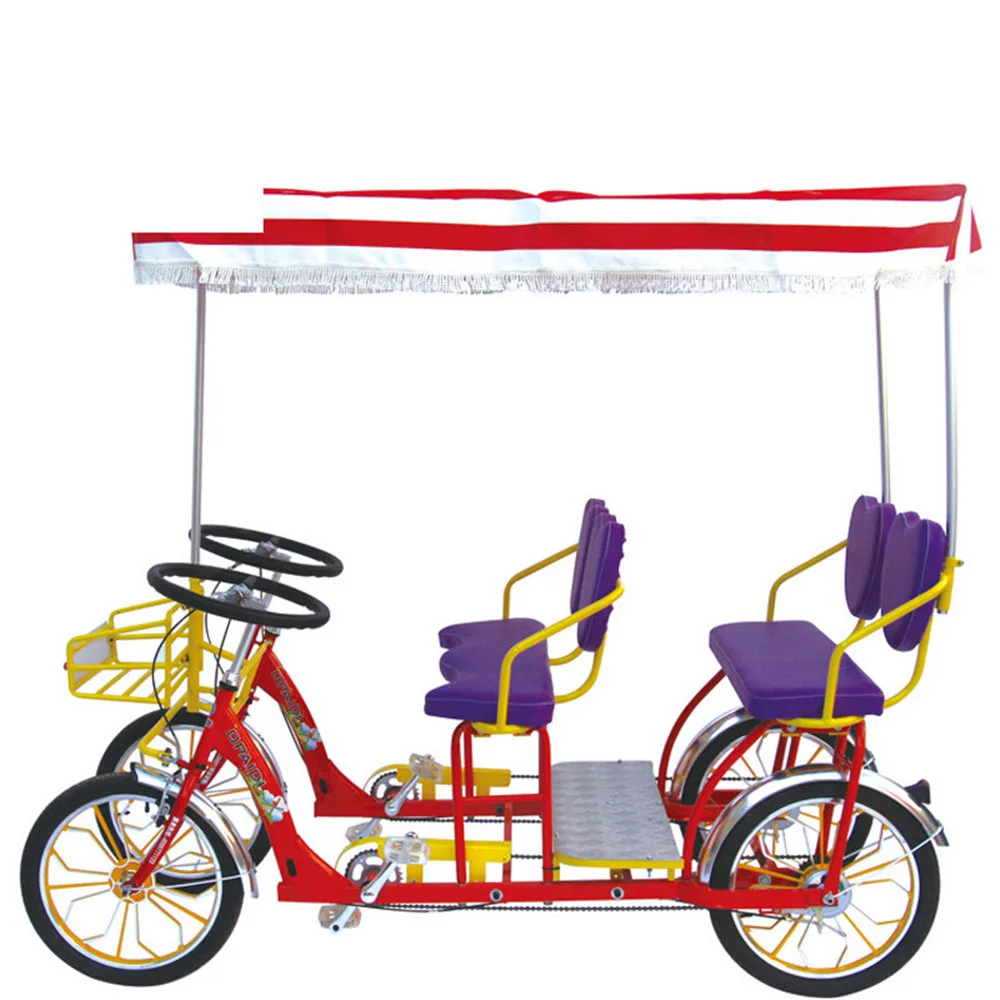 Surrey Bike Tandem 4 Wheel 4 Person Seater Seats Bike Roof and