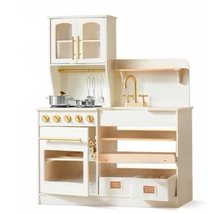 Eduland 3-Year-Old Wooden Kitchen Food Toys Set Market Stall Stove Talented Chef Appliance Storage Daycare Furniture Toys