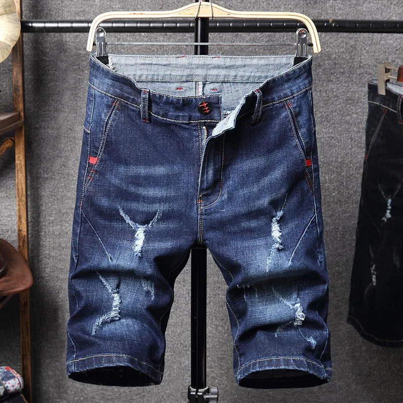 Ms001 Fashion Stacked Casual Pants Mens Jean Shorts Ripped Jeans Shorts ...