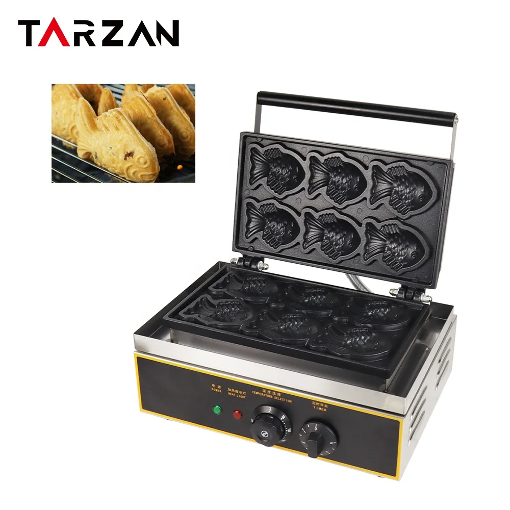 Commercial Electric Snack Machine Taiyaki  Korean Fish Waffle Cake Machine Taiyaki Waffle Maker