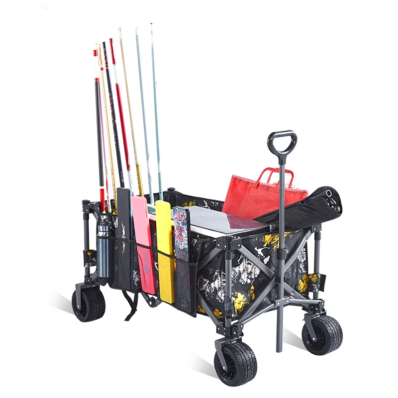 Outdoor Picnic Cart Outdoor Folding Utility Wagon Fold Camp Trolley Cart Garden Beach Fish Cart