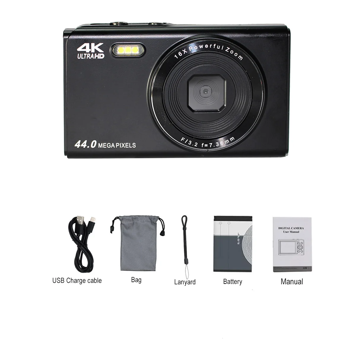 Fotocamera Digitale 44MP Con Zoom 16x, Batteria Lunga Durata E USB-C – Perfetta Per Ragazzi E Viaggi