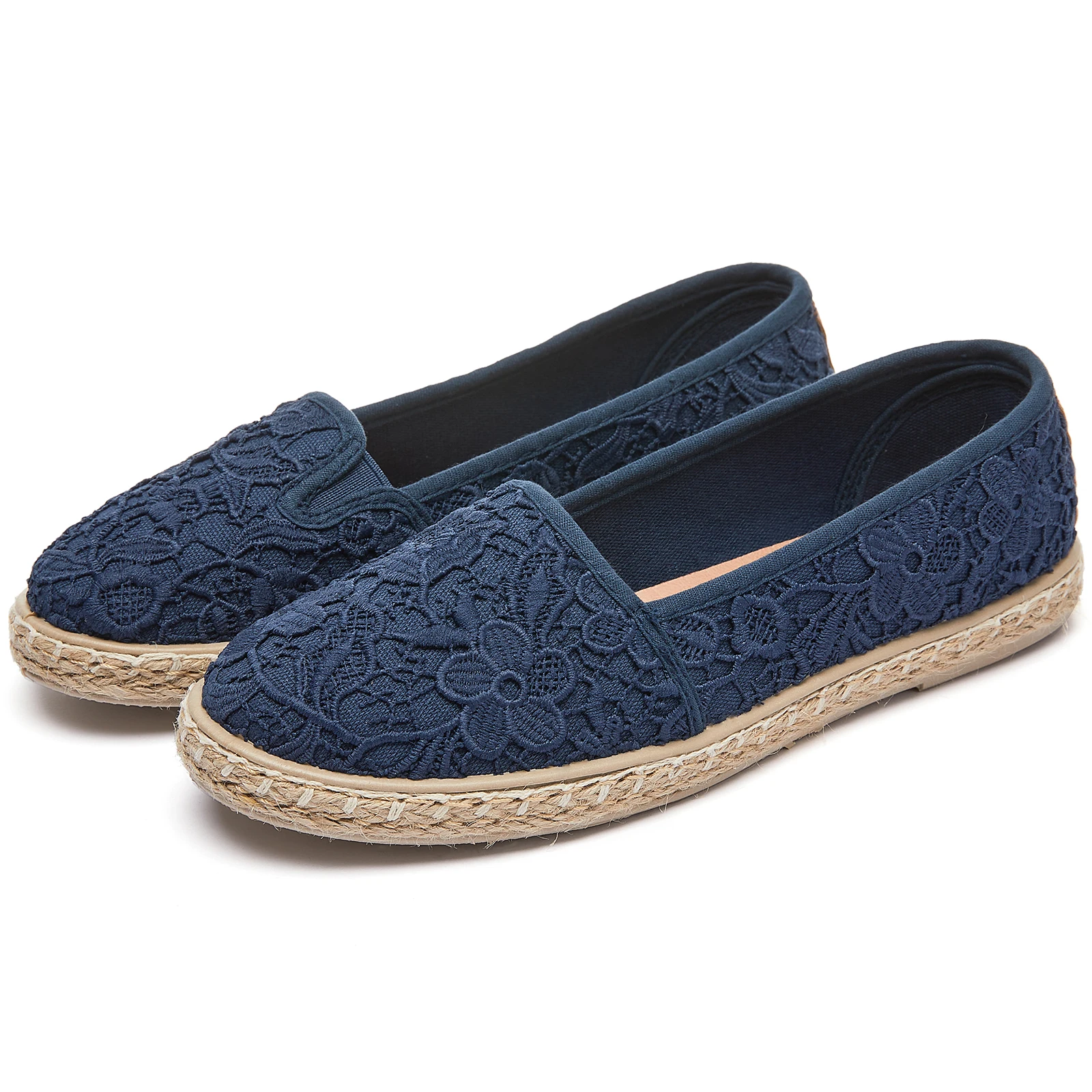 2024 Summer Wenzhou Factory Hand Made Loafers Fashion Espadrilles Shoes Women Flat Solid Color Casual Shoes Zapatos Mujeres