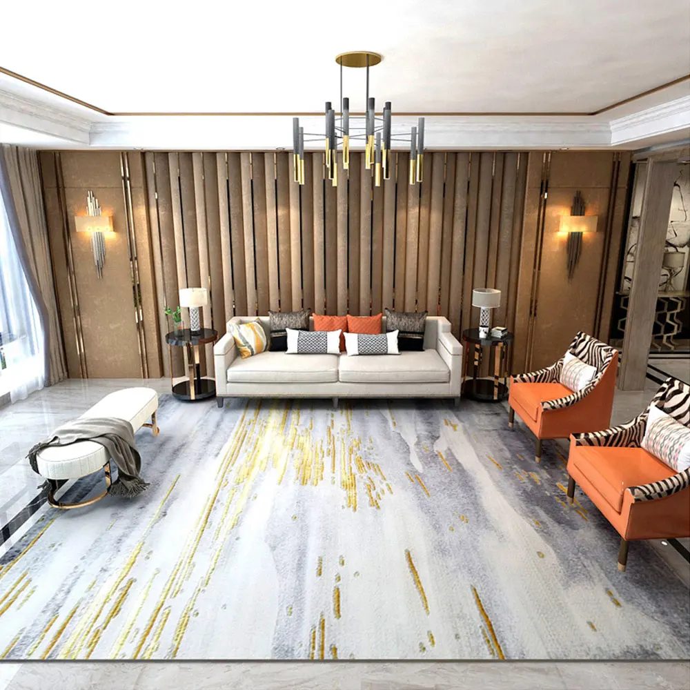 Роскошные скандинавские коврики для гостиной под заказ золотистый Роскошный Ковер дизайнерский современный Прямоугольный
