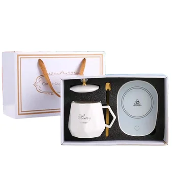 Amazon Bestsellers 2023 white coffee mug and warmer set for Office ceramic mugs