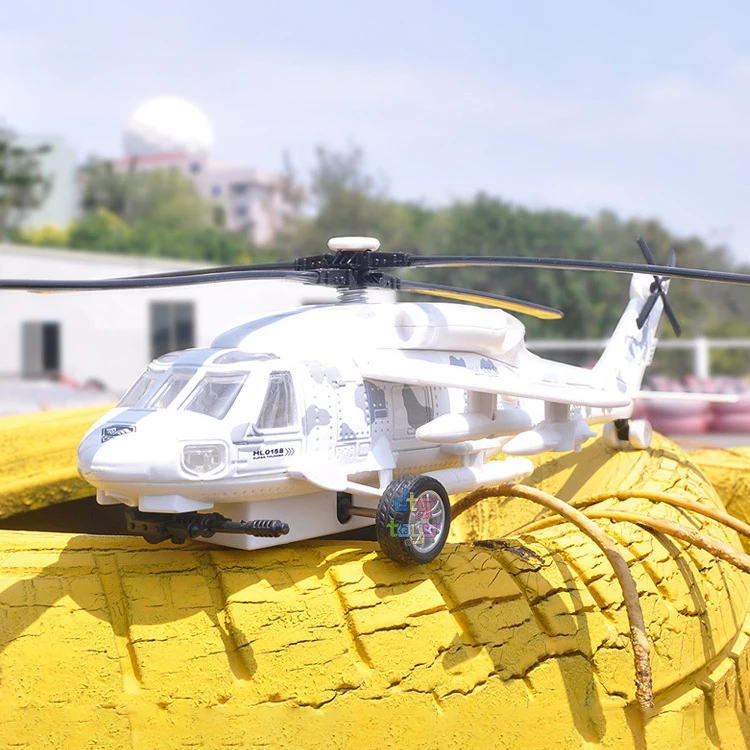 Simulation Armed Helicopter Model Alloy Pull Back Airplane Model, Musical& Flashing Metal Diecast Aircraft Model