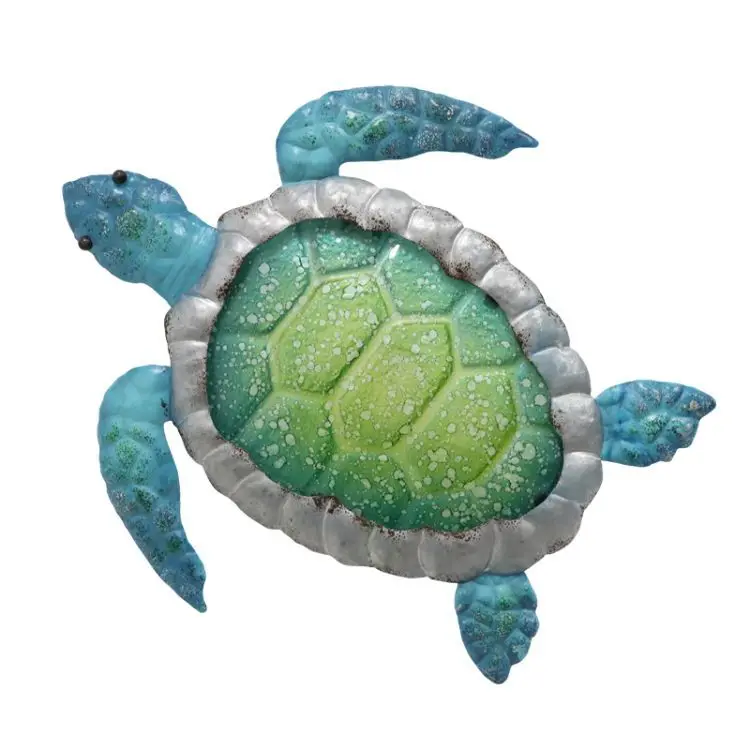 Metal Wall Hanger Metal Coastal Colorful Glass Sea Animal Art Turtle Wall Hanging 1