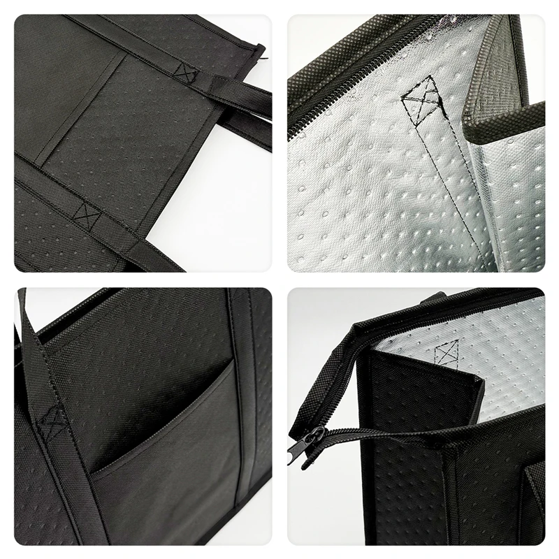 Custom Logo Foldable Large Capacity Tote Cooler Delivery Ice Cream Bag Portable Thermal Insulated Grocery Freezer Bag