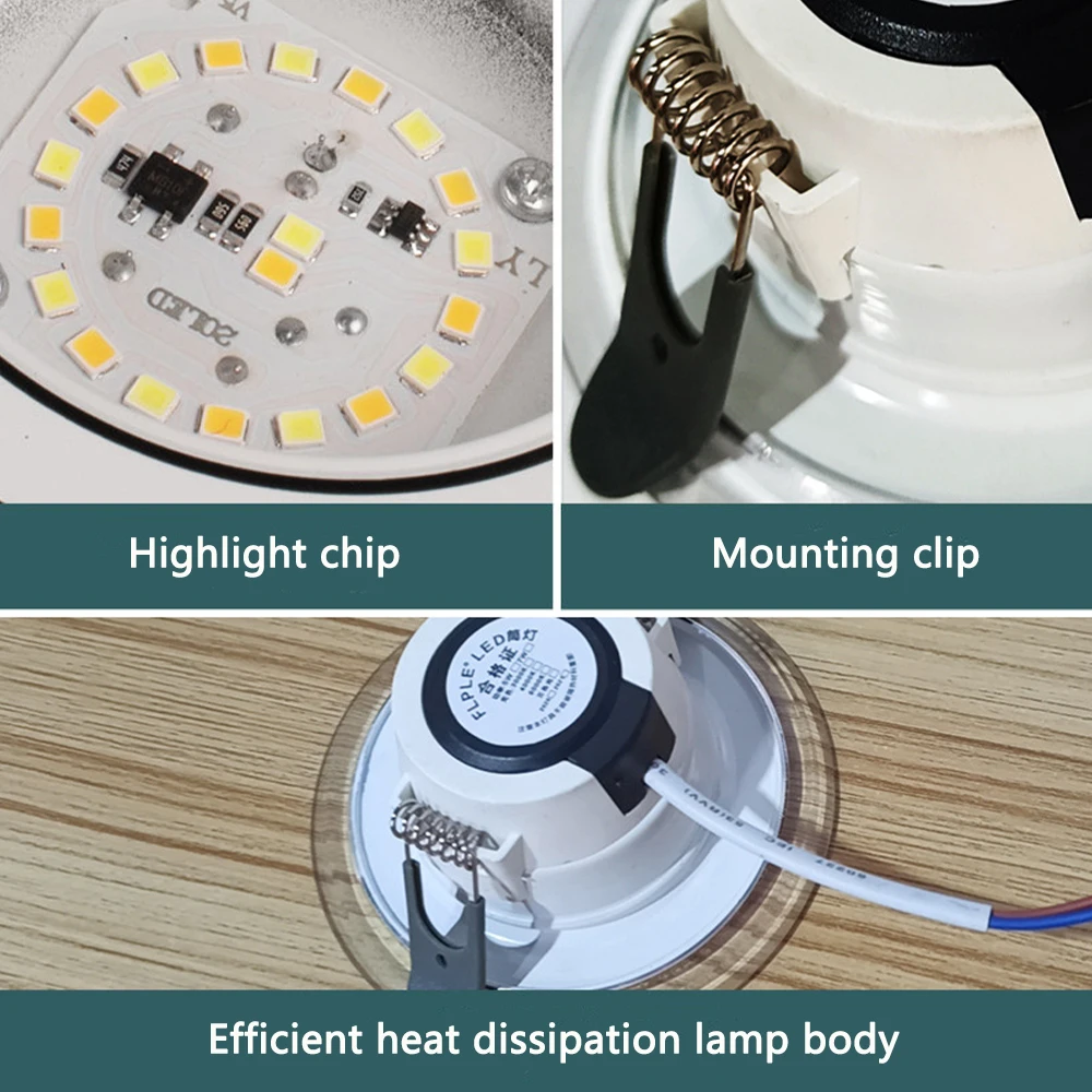 Embedded downlight LED ultra-thin bright three color dimming living room home commercial restaurant aisle ceiling spotlights