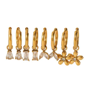 Gold Women's Earrings 14k Gold Plated Dangle Huggie Hypoallergenic Pearl Chain Drop Cartilage Natural Stone Fashion Jewelry