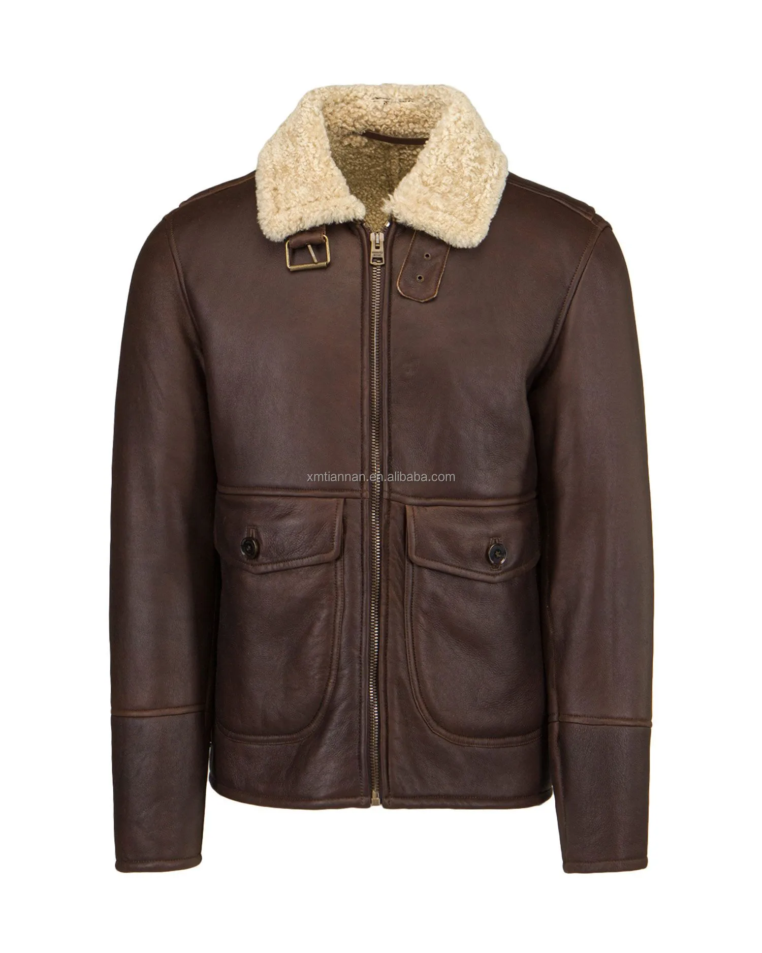 Minimal Style Sheepskin Leather Jacket For Men With Fur - Buy Men ...