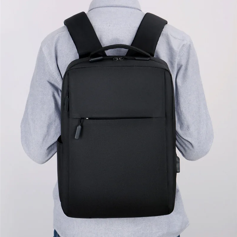 2025 Trend Simple Oxford Cloth Backpack With USB Port Large Capacity Double Zippers Travel Laptop Backpacks for Men